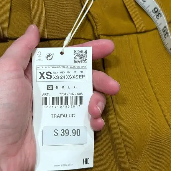 Zara Trafaluc Collection Wide-leg Cropped Pants with Red Stripe - Size XS - Picture 6 of 7